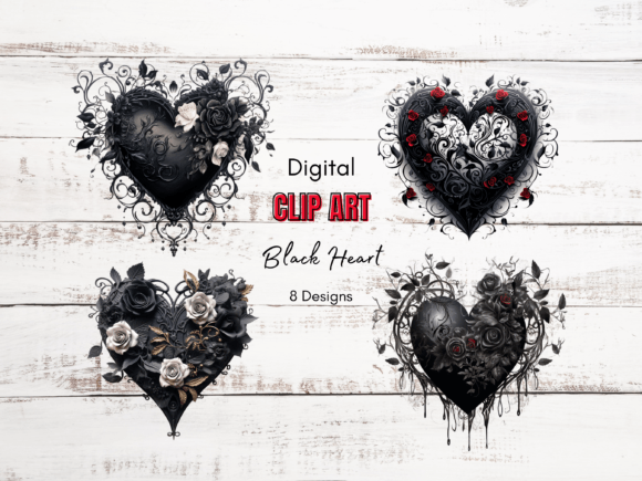 Download Black Heart Gothic Valentines Clip Art - Valentines clip art Collection