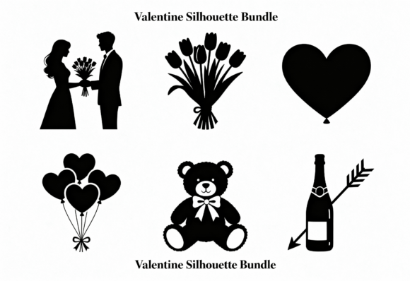 Download Valentine Silhouette Clipart Bundle - Valentine silhouette Collection