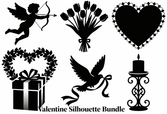 Download Valentine Silhouette Clipart Bundle - Valentine silhouette Collection