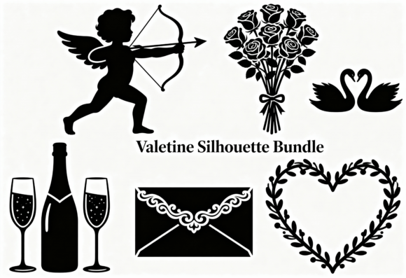 Download Valentine Silhouette Clipart Bundle - Valentine silhouette Collection